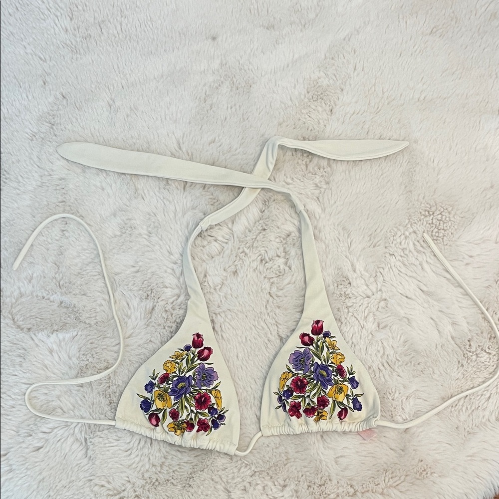 Victoria's Secret Whit Floral printed Triangle Bikini Top